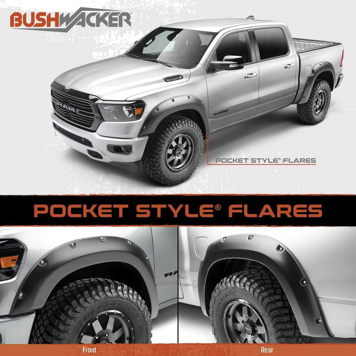 Bushwacker Pocket Style Fender Flares | Chevrolet Silverado 2500HD Crew Cab (2021+) | Front & Rear (4PC)