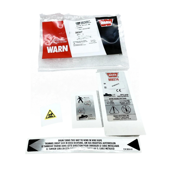 WARN Replacement Labels / Stickers Decal Kit for M8274 Truck Winch | 38307