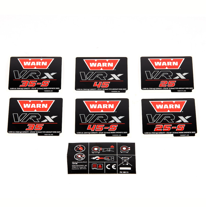 WARN ATV/UTV Winch Decal Label kit, for VRX 25, 35 & 45 | 100994