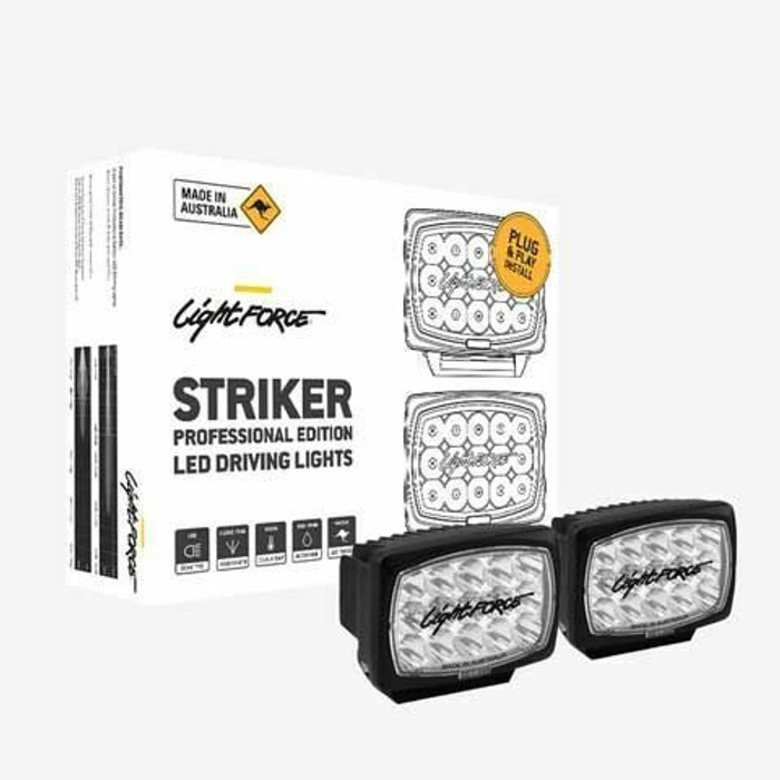 Lightforce Striker Professional Edition LED Driving Light | 1 LUX @ 754M Spotlight | IP69K - 2 Pack