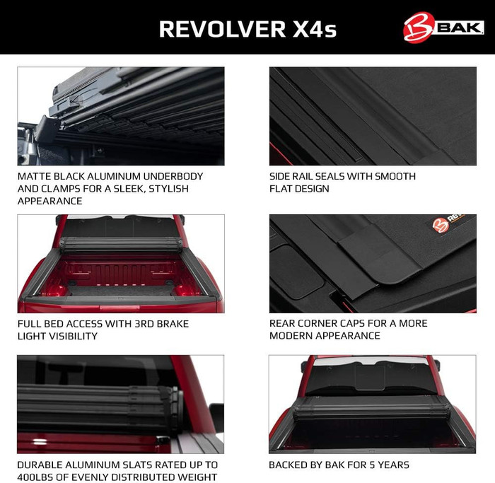 BAK Revolver X4s Hard Rolling Tonneau Cover | Fits RAM 1500/2500HD 6'4" bed w/out RAMBOX