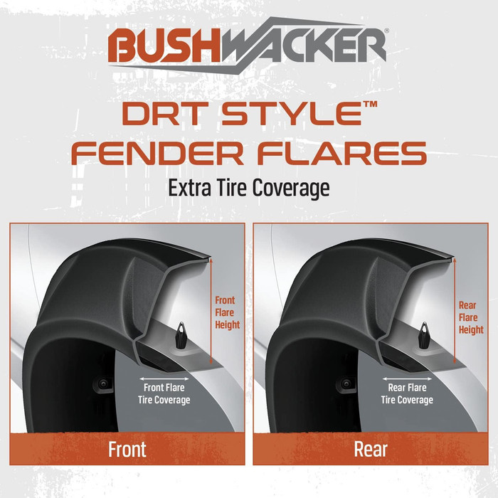 Bushwacker DRT Fender Flares | Chevrolet  Silverado 1500 Crew Cab (Ex ZR2) | Front & Rear (4pc)