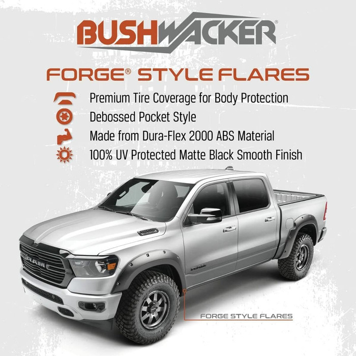 Bushwacker Forge Fender Flares Fits Silverado 1500 Crew Cab (2021+) - Front & Rear (4PC)