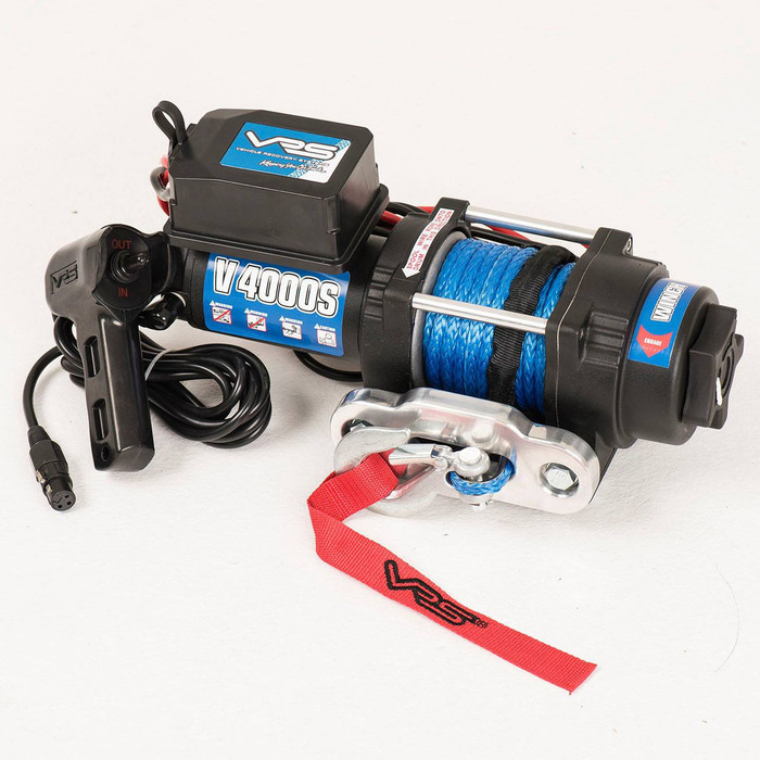 VRS V4000S Utility Electric Winch 12V 4000lb with Synthetic Rope 4WD 4x4 Offroad Recovery Truck