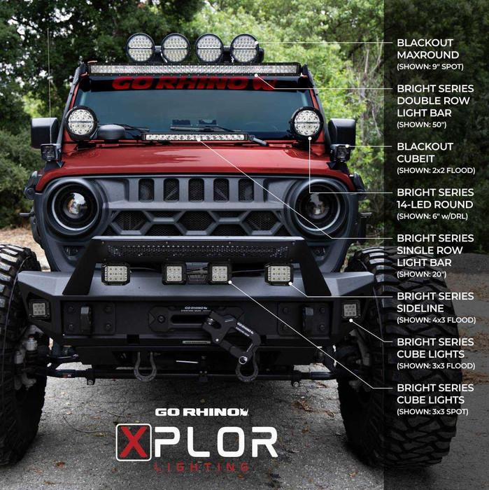 Go Rhino Bright Series LED Lights - Two Round 6" LED Driving Light Kit W/Daytime Running Light