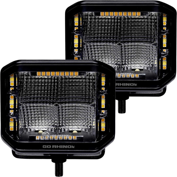 Go Rhino Xplor Blackout Combo Series 4x3 Cube Sideline Flood Lights w/Amber Accent