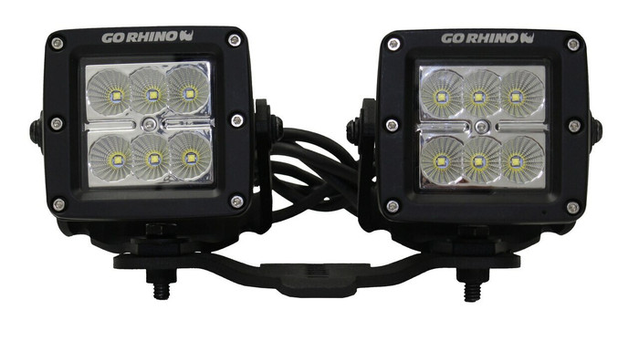 Go Rhino Hood Hinge Light Mount for Jeep JL/JT - Fits 3" X 3" Dual Cubes
