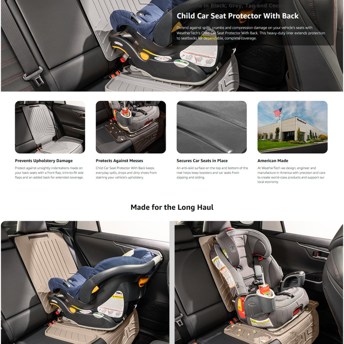 Weathertech Child Car Seat Protector with Seat Back - Tan