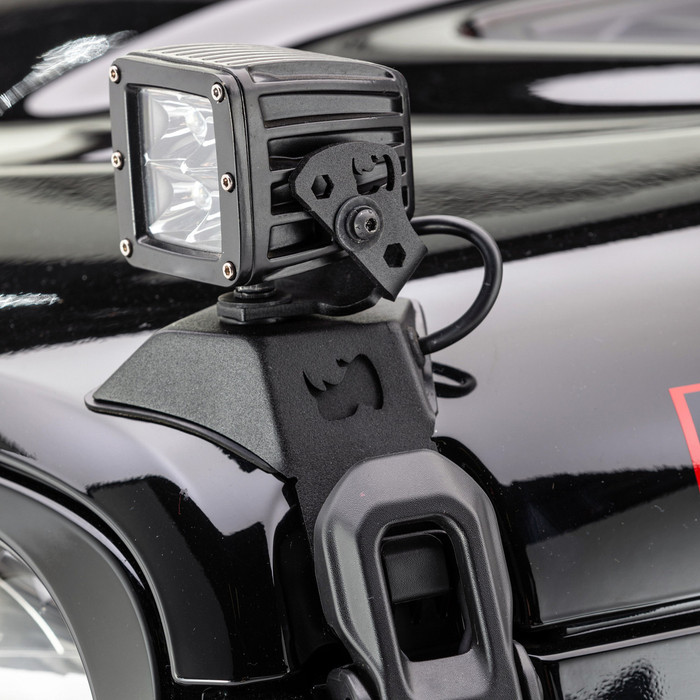 Go Rhino Hood Hinge Light Mount for Jeep JL/JT - Fits Single 3" LED Cube Light
