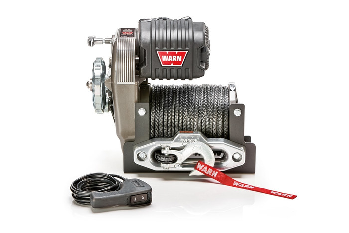 WARN M8274-S 12V 10,000lbs High Mount Winch | 106175 | Spydura Synthetic Rope & Polished Hawse Fairlead