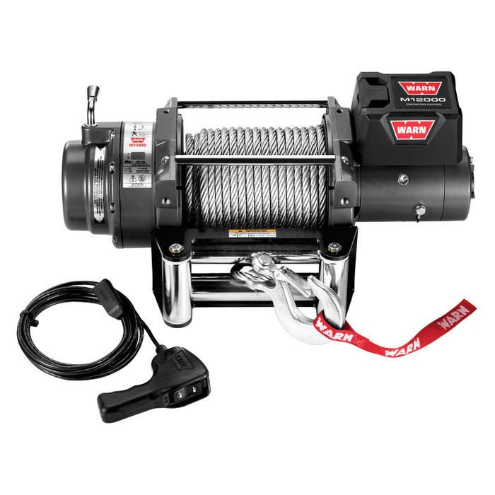 WARN M12 24V 12000lb Recovery Electric Winch | 265072 | Steel Rope & Roller Fairlead