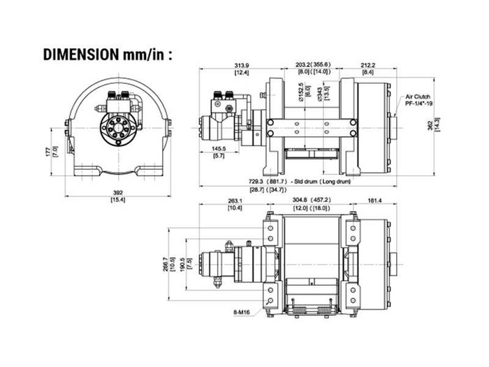 COMEUP Bison 30 | 30,000 lb / 13.6 Tonnes Hydraulic Recovery Winch - PN 683030 (Std. drum)