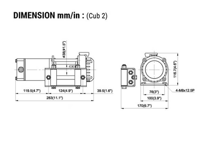 COMEUP Cub 2 | 2,000 lb ATV Powersports 4x4 Electric Winch - PN 122012