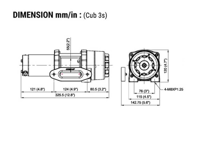 COMEUP Cub 3s | 3,000 lb ATV Powersports 4X4 Electric Winch - PN 129300