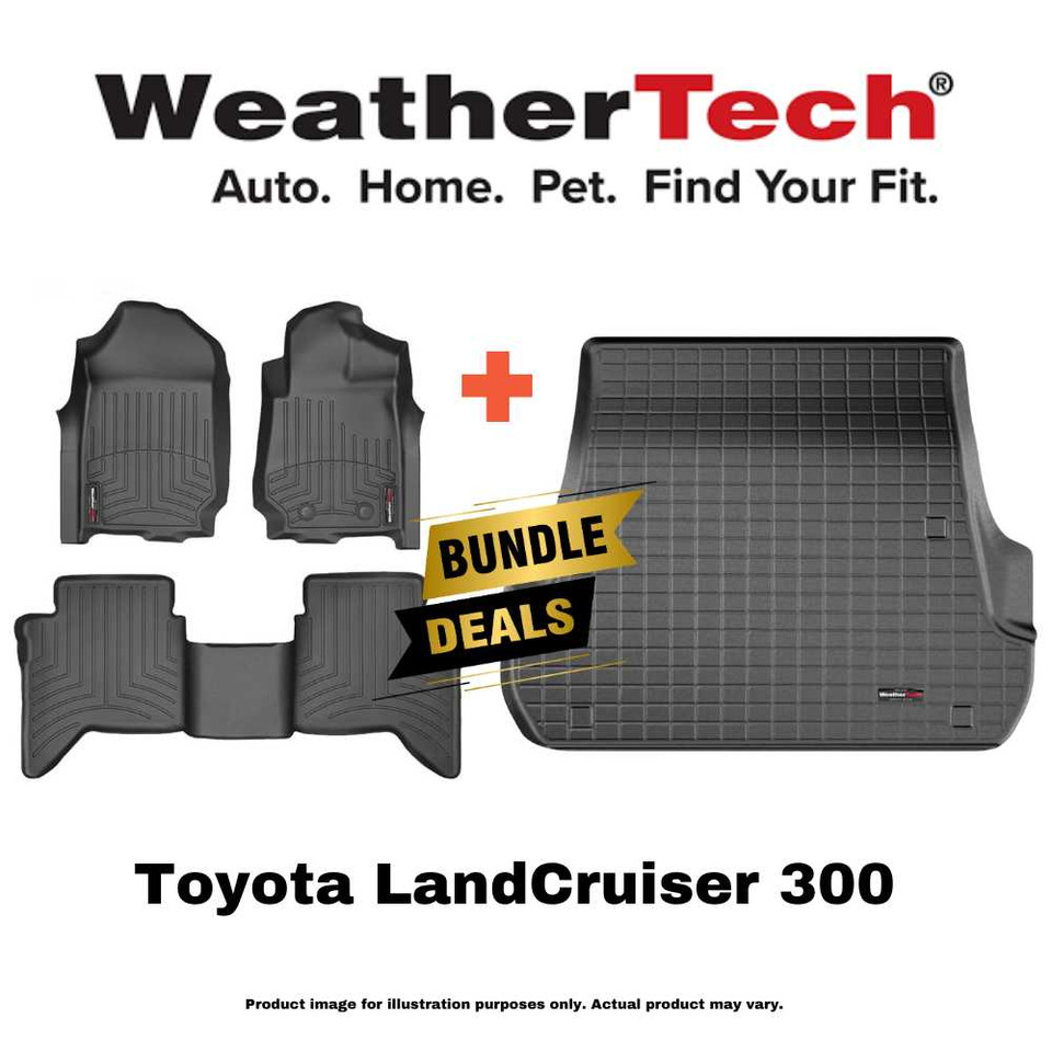 Toyota LandCruiser 300 Floor Mats, Liners - Front & Rear Set