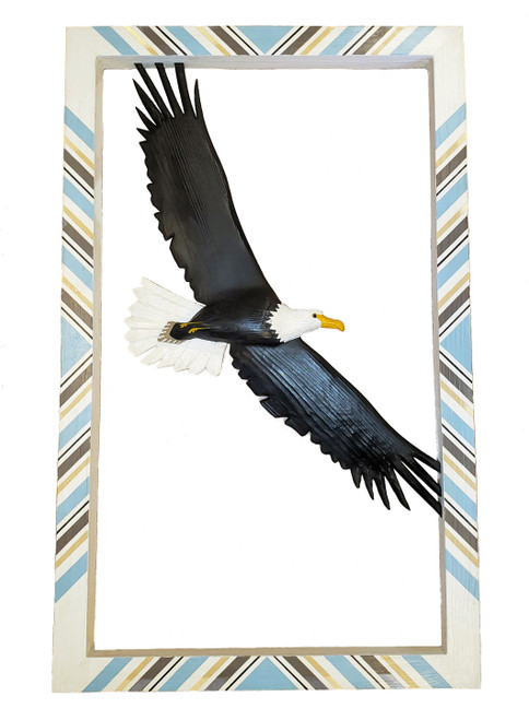 Eagle in Frame - tan and blue