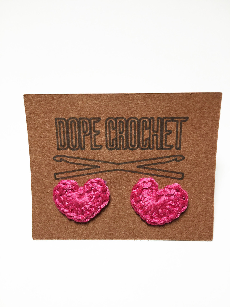 LOVE Heart Crochet Stud Earrings by DopeCrochet