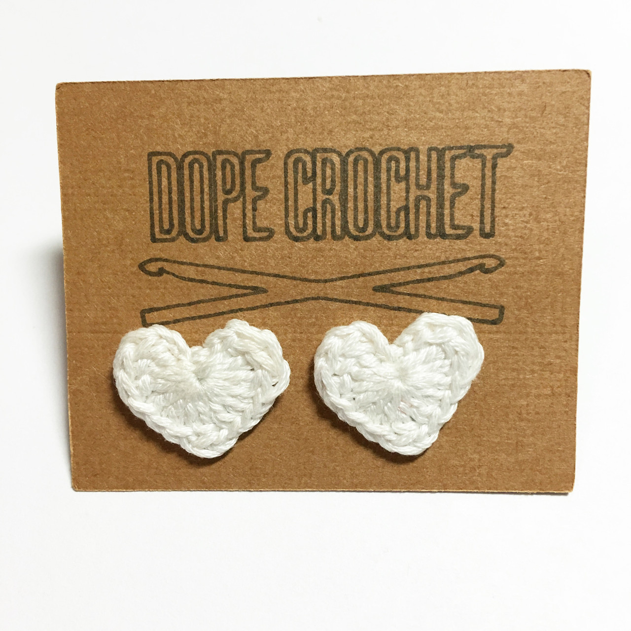 LOVE Heart Crochet Stud Earrings by DopeCrochet