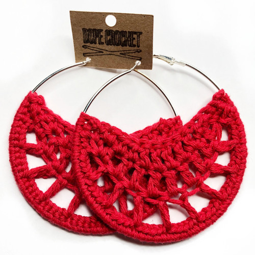 PETRA Red Cotton Crochet Hoops