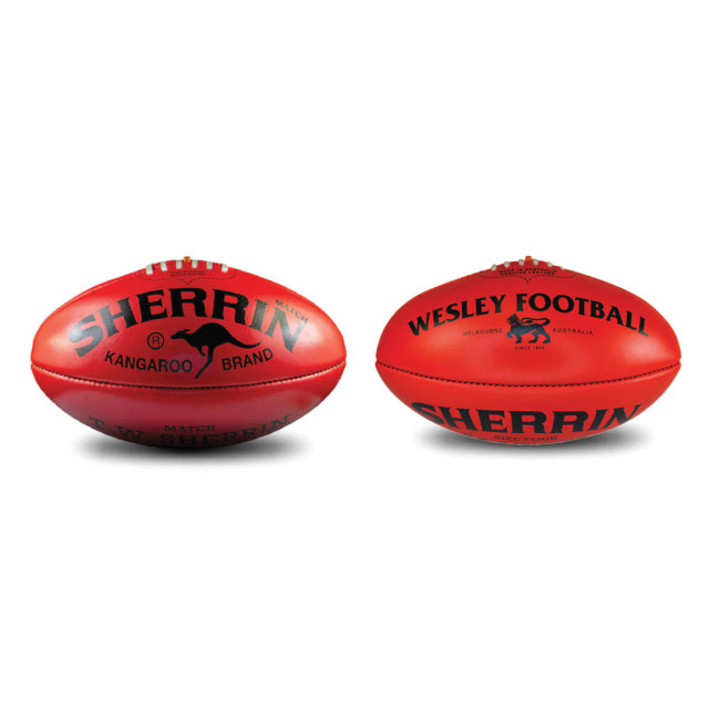 Custom Sherrin Leather Match Football - Red