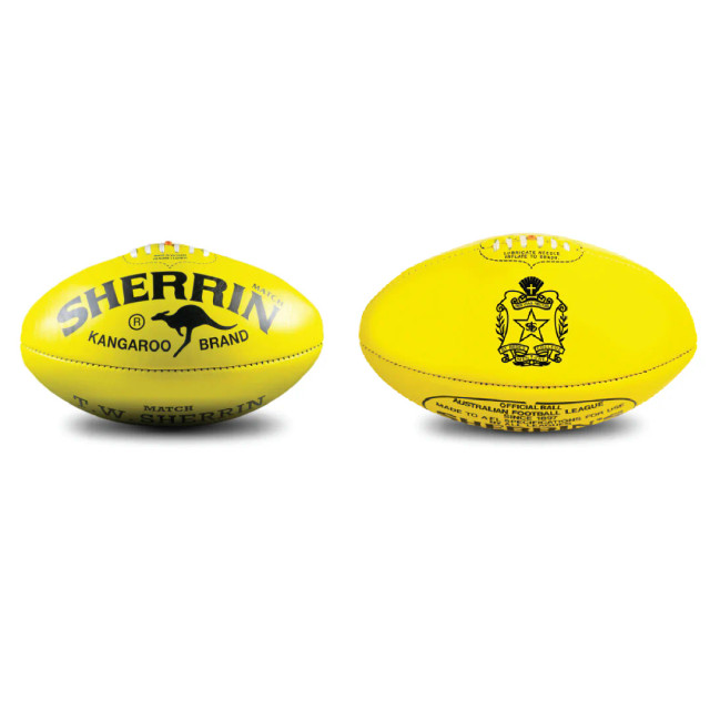 Custom Sherrin Leather Match Football - Yellow