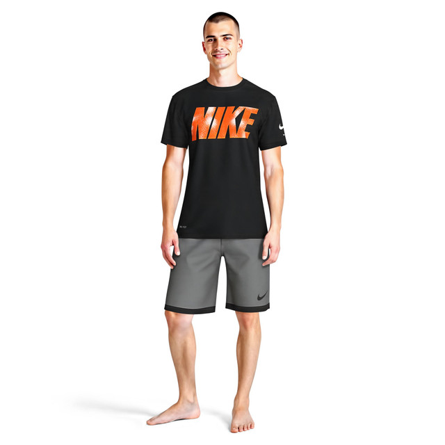Nike Swim Men's Brand Blast Short Sleeve Hydroguard Top - Black