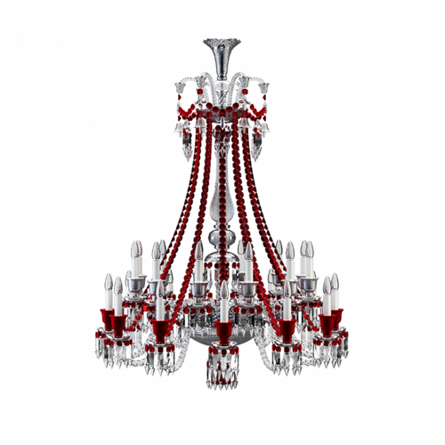 JR2037 ZENITH CLEAR AND RED CHANDELIER