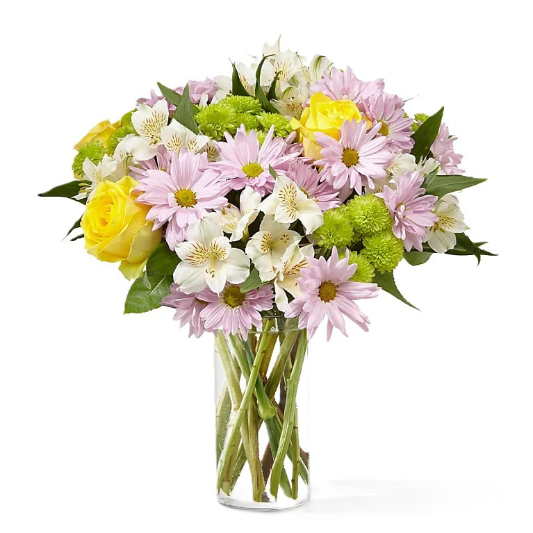 Yellow Roses Lavender Daisy Green Button White Alstroemeria Spring