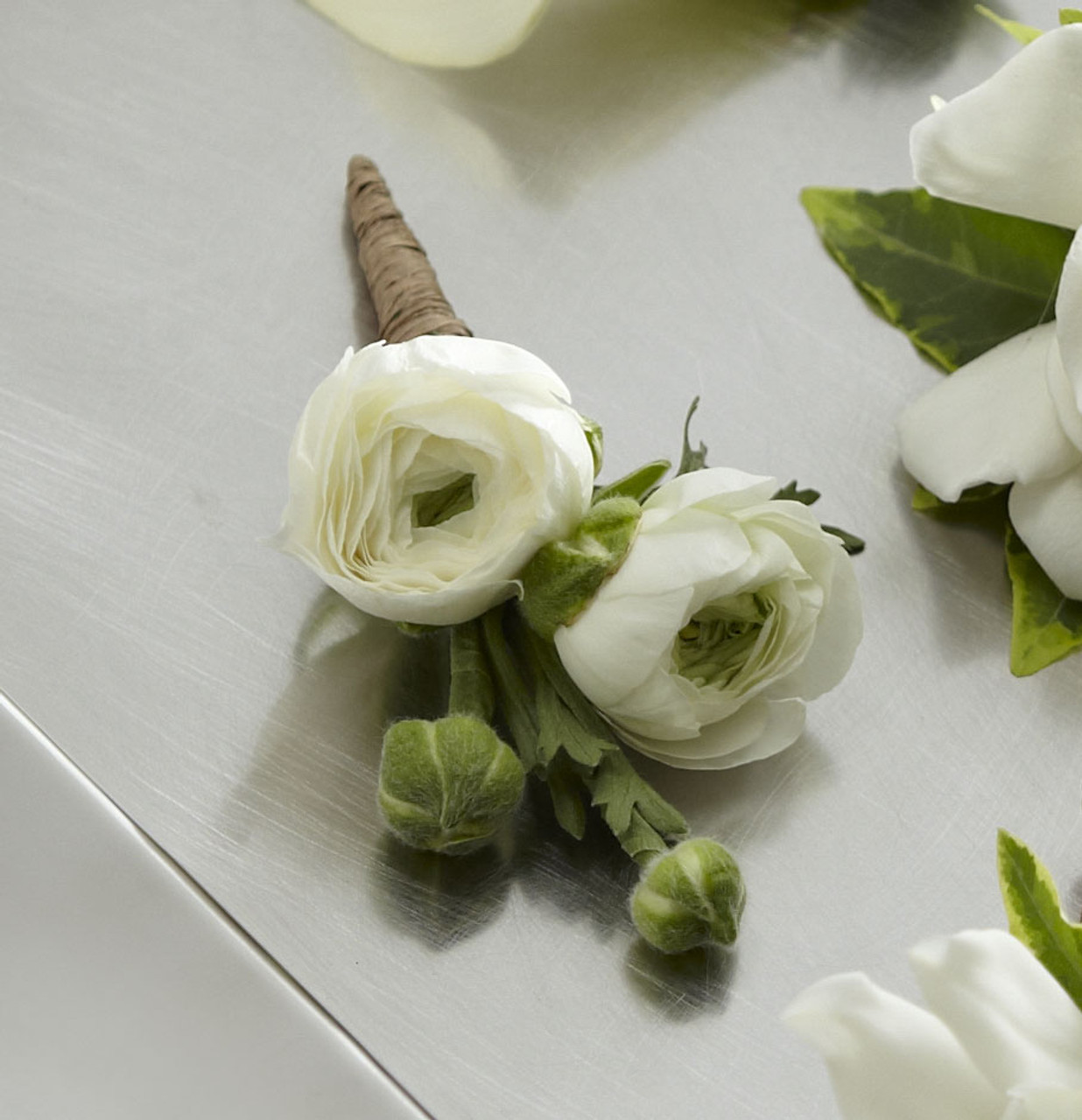 White Ranunculus Boutonniere