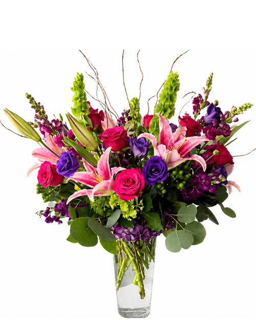 Love Without Limits! – tall vase of stargazer lilies and roses – Albuquerque NM