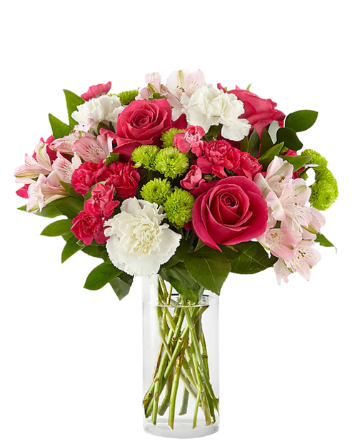Nova floral arrangement with roses, carnations, button poms, and lilies delivered in Albuquerque NM