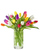 Touch Of Tulips mixed color tulip arrangement in clear slender vase – spring tulip flower delivery Albuquerque New Mexico