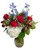 Large red, white, and blue floral arrangement with roses, carnations, delphinium, hydrangea, and poms – available in Albuquerque, NM