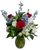 Red, white, and blue floral arrangement with roses, delphinium, spider mums, and stock – available in Albuquerque, NM