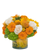 Marigold Shine compact cylinder bouquet with marigolds, roses, protea, sunflowers, hydrangea, and craspedia in Albuquerque NM.