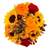 Marigold Blaze bouquet with marigolds, roses, sunflowers, daisies, hypericum, safari sunset, and craspedia in Albuquerque NM.