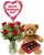 6 rose Valentine’s bundle in Albuquerque with a vase arrangement, Valentine’s balloon, teddy bear, and chocolates from a local florist