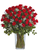 50 rose Valentine’s arrangement in Albuquerque featuring fifty long stem roses arranged in a large vase by a local florist for Valentine’s Day