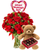 You’re In My Heart Valentine’s Bundle with red roses, red carnations, plush bear, chocolates, and mylar balloon, Albuquerque florist