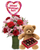 Love in Bloom Valentine’s Bundle with red roses, burgundy carnations, pink lilies, plush bear, chocolates, and mylar balloon in a leaf-lined glass vase, Albuquerque florist