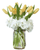 Sunny Tulip Charm yellow tulips and white hydrangea in mason jar vase – tulip flower delivery Albuquerque New Mexico