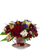 Poppy Love Teacup arrangement with red rose, burgundy daisies, purple statice, and alstroemeria in Albuquerque New Mexico
