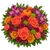 Harvest Carnival bouquet with orange roses, purple alstroemeria, colorful mums, and a pumpkin pick at ABQ Flower Market in Albuquerque.