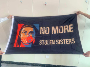 MMIWG Flag, Red Handprint Flag, No More Stolen Sisters, Missing and Murdered Indigenous Women Flag MMIWG Flag, Red Handprint Flag, No More Stolen Sisters, Missing and Murdered Indigenous Women Flag