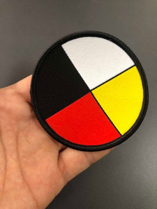 Medicine Wheel Iron On Woven Patch, Four Directions Iron On Patch Medicine Wheel Iron On Woven Patch, Four Directions Iron On Patch