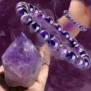 Natural Amethyst Bracelet, Faceted Beads Handcrafted Jewelry Natural Amethyst Bracelet, Faceted Beads Handcrafted Jewelry