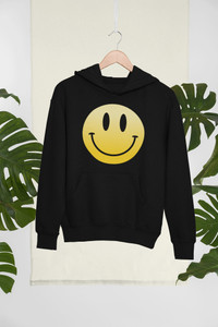 Smiley Face Retro Fuzzy Flock Hoodie