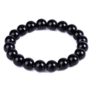Black Obsidian Natural Stone Bracelet, Bead Stretch Bracelet Black Obsidian Natural Stone Bracelet, Bead Stretch Bracelet