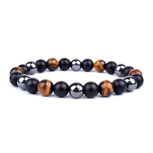 Natural Black Obsidian, Hematite, Tiger Eye Stone Bracelet, 8mm Bead Stretch Bracelet Natural Black Obsidian, Hematite, Tiger Eye Stone Bracelet, 8mm Bead Stretch Bracelet