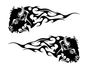 Buffalo Flames Vinyl Decal, Pair of Buffalo Flames Decal Buffalo Flames Vinyl Decal, Pair of Buffalo Flames Decal